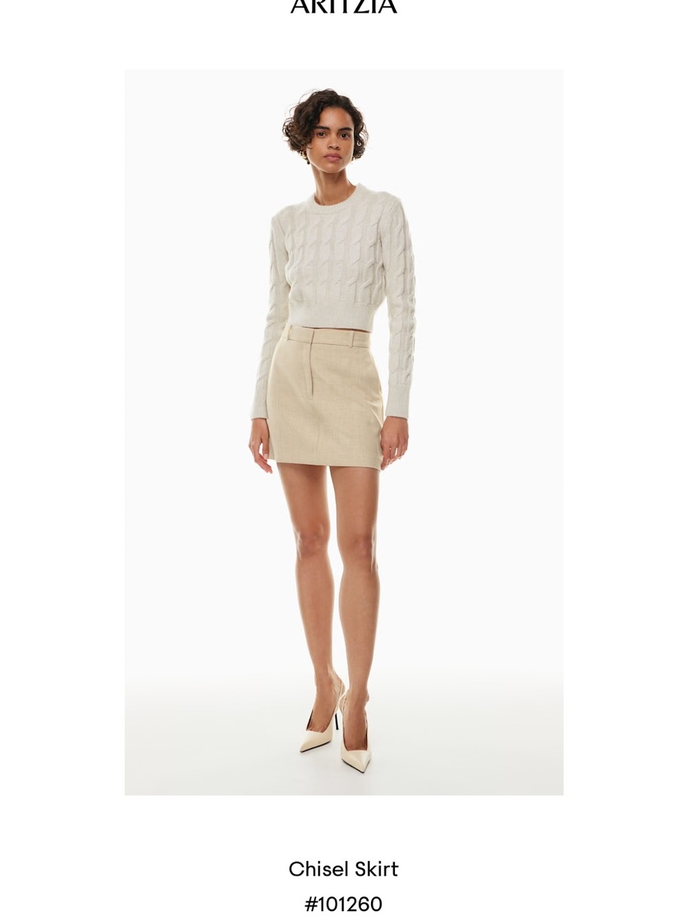 Aritzia Babaton Chisel Skirt Heather Oat Beige Tailored Mini